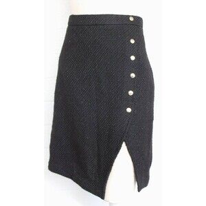 MNG Casual Small Black Metallic Thread Woven Faux Wrap Style Short Skirt